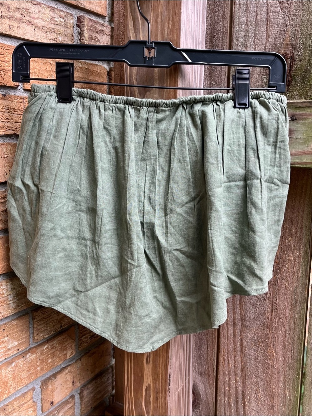 Aerie Olive Green Cropped Flowy Strapless Top